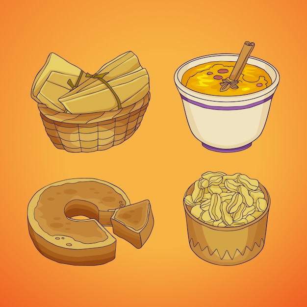 Free Vector hand drawn comida junina illustration