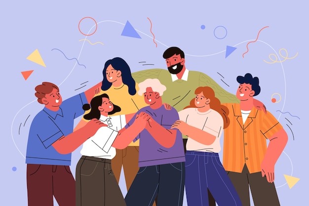 Hand drawn community spirit illustration