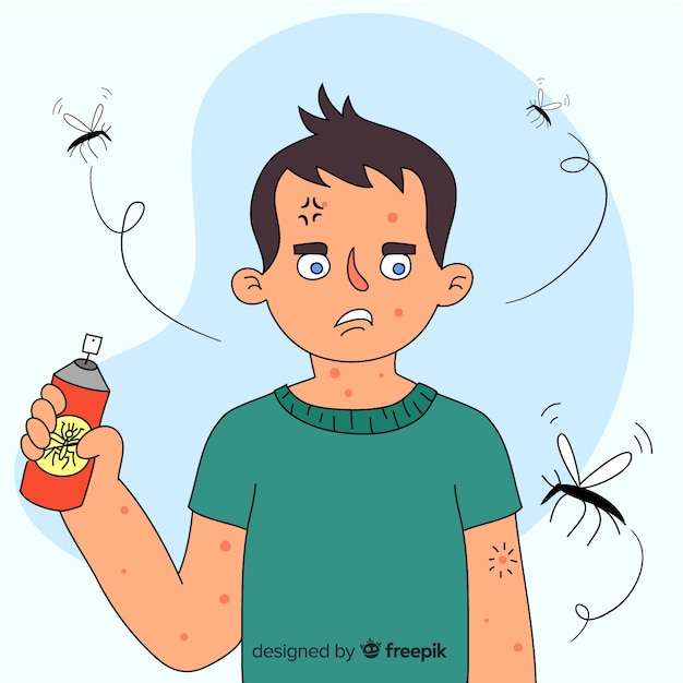 Free Vector hand drawn composition of mosquito bite