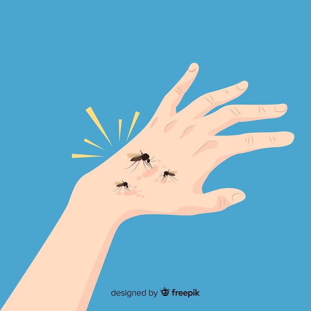 Free Vector hand drawn composition of mosquito biting a