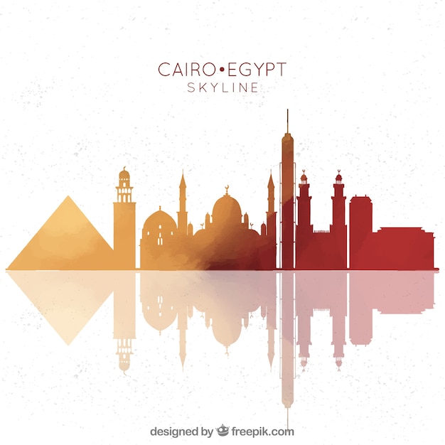 Hand drawn composition with cairo's skyline