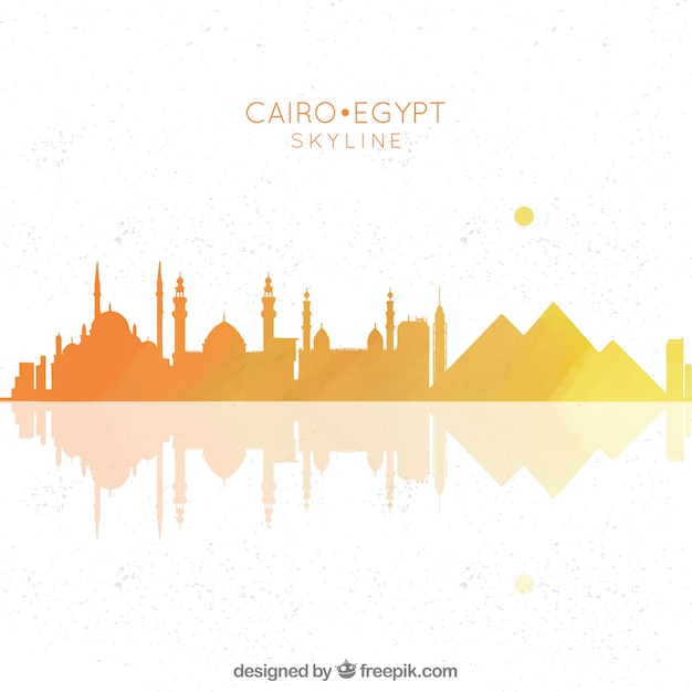 Free vector hand drawn composition with cairo's skyline