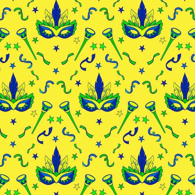 Hand-drawn concept for brazilian carnival pattern