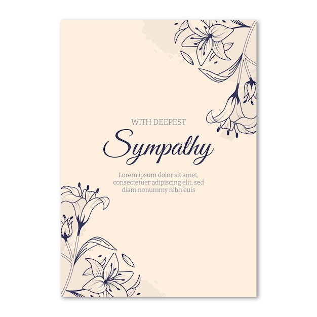 Hand drawn condolence card template