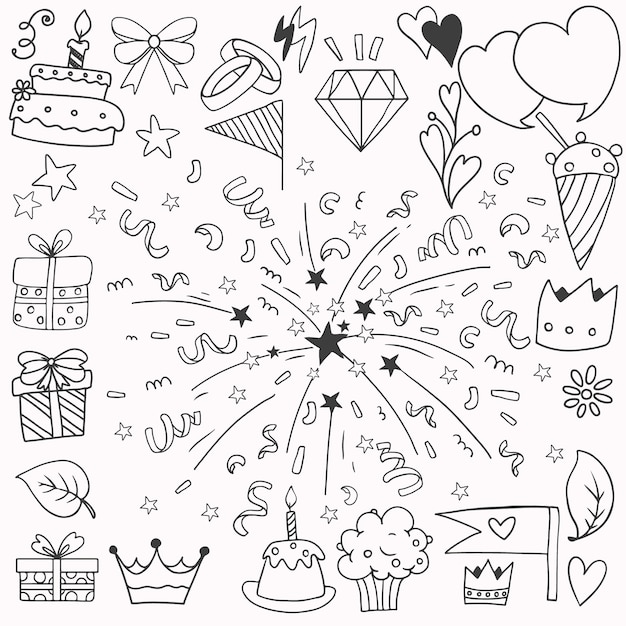 Hand drawn confetti drawing illustration