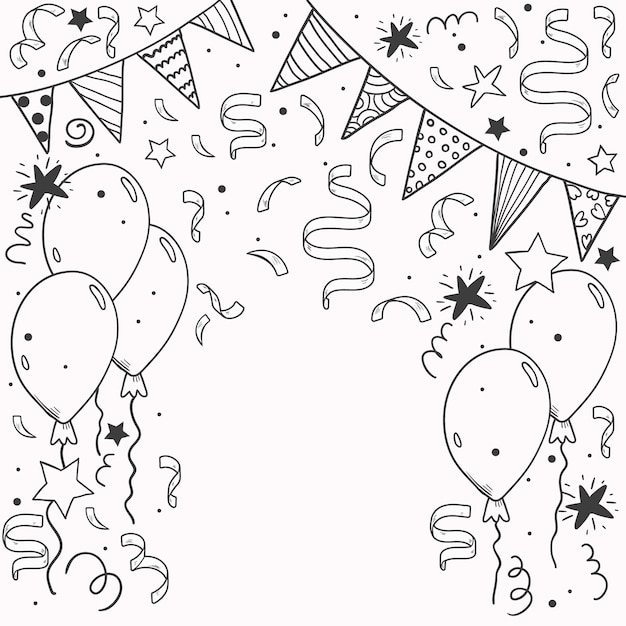 Hand drawn confetti drawing illustration