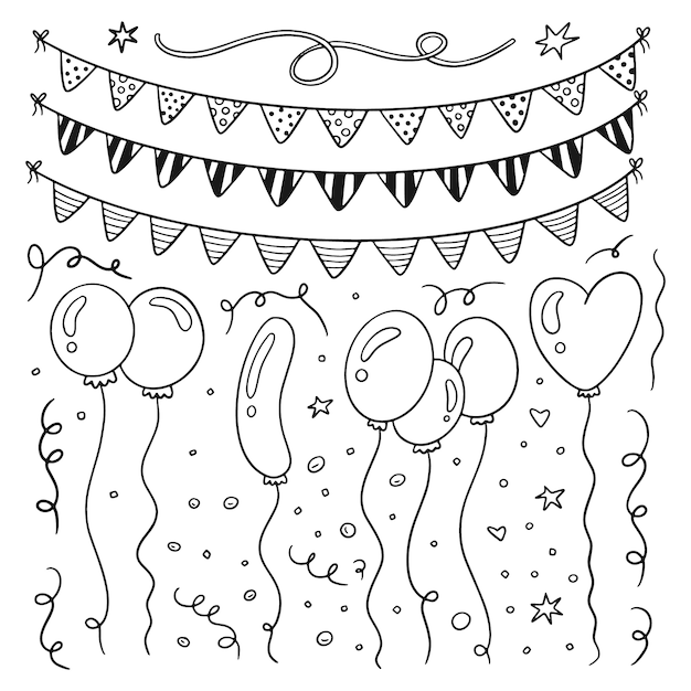 Hand drawn confetti drawing illustration