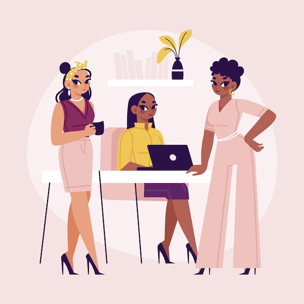 Free Vector hand drawn confident female entrepreneurs at work