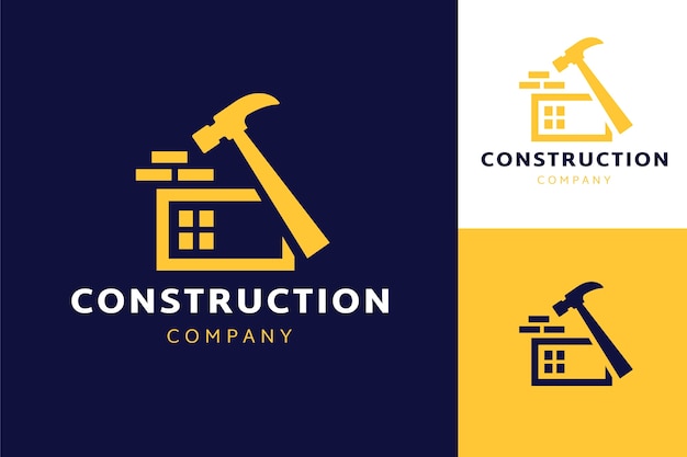 Hand drawn construction company logo template