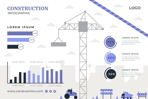 Hand drawn construction infographic template