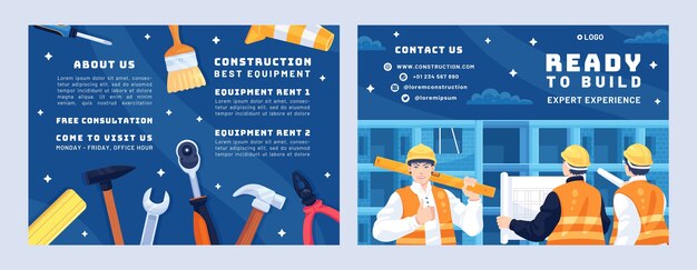 Hand drawn construction project brochure