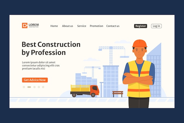 Free Vector hand drawn construction project landing page