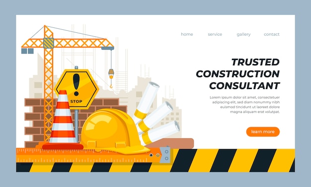 Hand drawn construction project landing page