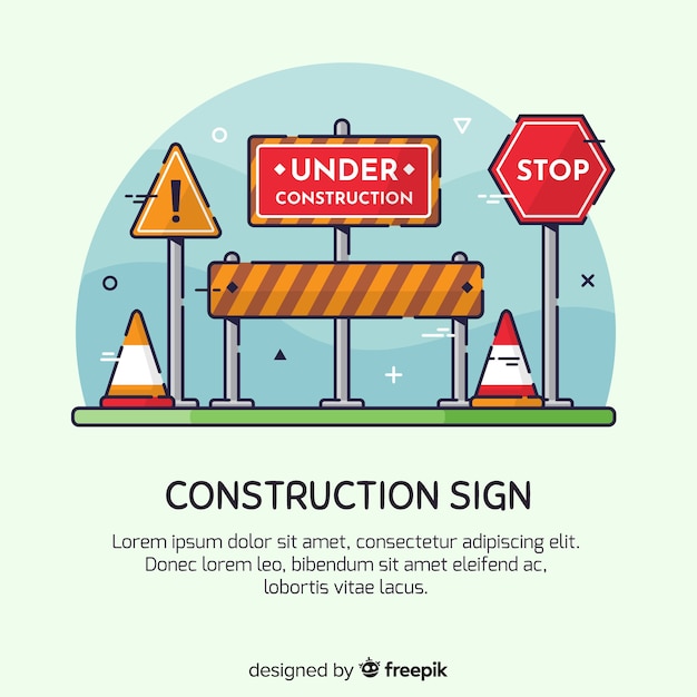 Hand drawn under construction sign background