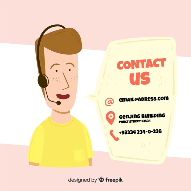 Hand drawn contact information background template