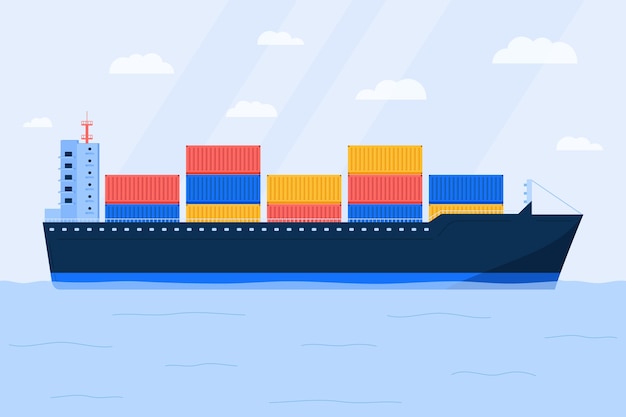 Free Vector hand drawn container ship