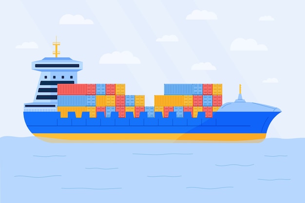 Free Vector hand drawn container ship