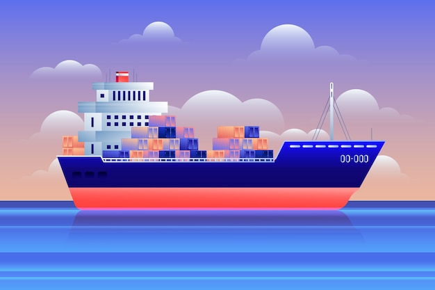 Free Vector hand drawn container ship