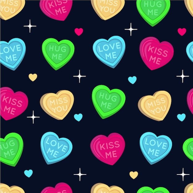 Hand drawn conversation hearts pattern