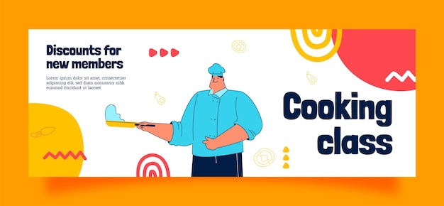 Free Vector hand drawn cooking class facebook cover