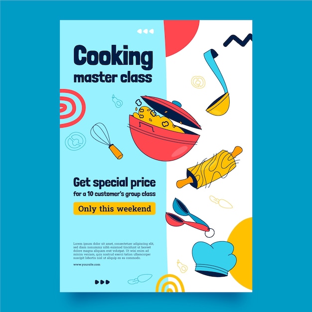 Free Vector hand drawn cooking class poster