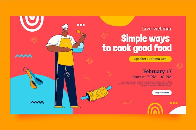 Free vector hand drawn cooking class webinar