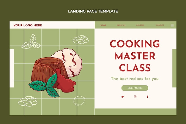 Free Vector hand drawn cooking master class landing page