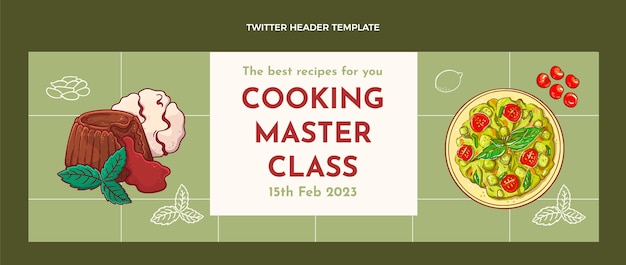 Free Vector hand drawn cooking master class twitch banner