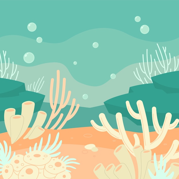 Hand drawn coral bleaching illustration