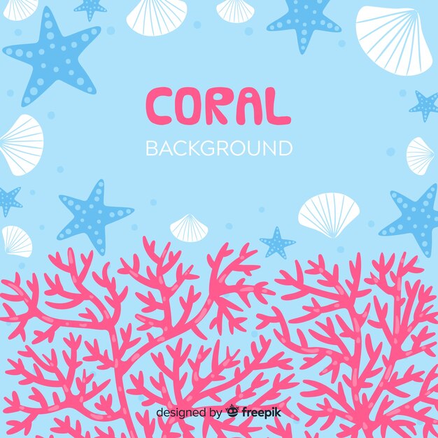 Hand drawn coral frame background