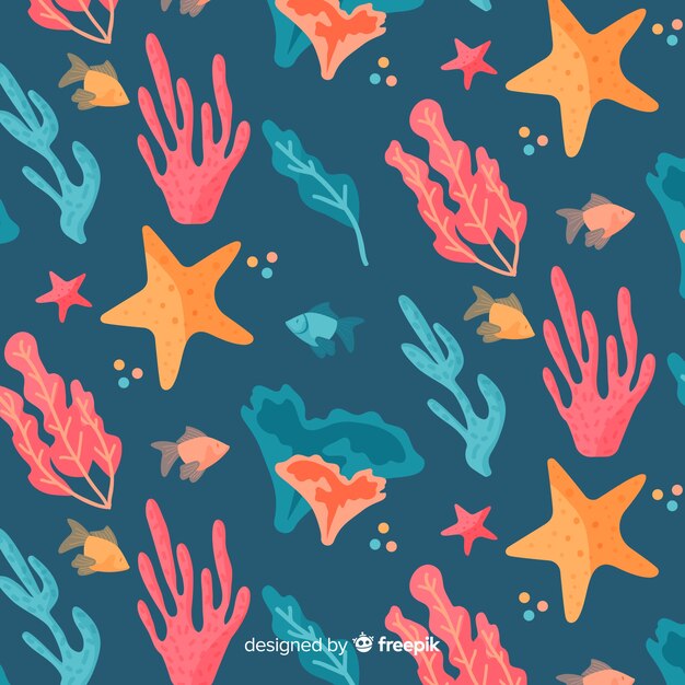 Hand drawn coral pattern 