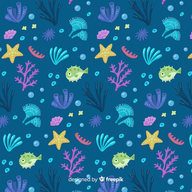 Hand drawn coral pattern