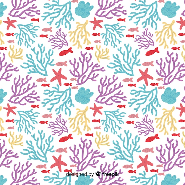 Hand drawn coral pattern 