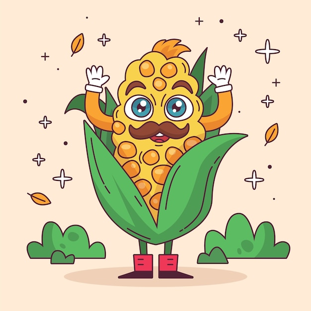 Free Vector hand drawn corn  cartoon illustration