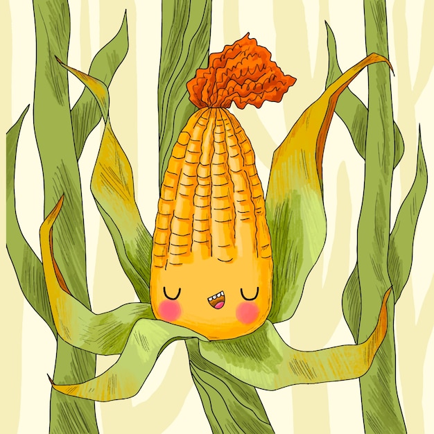 Free vector hand drawn corn cartoon illustration