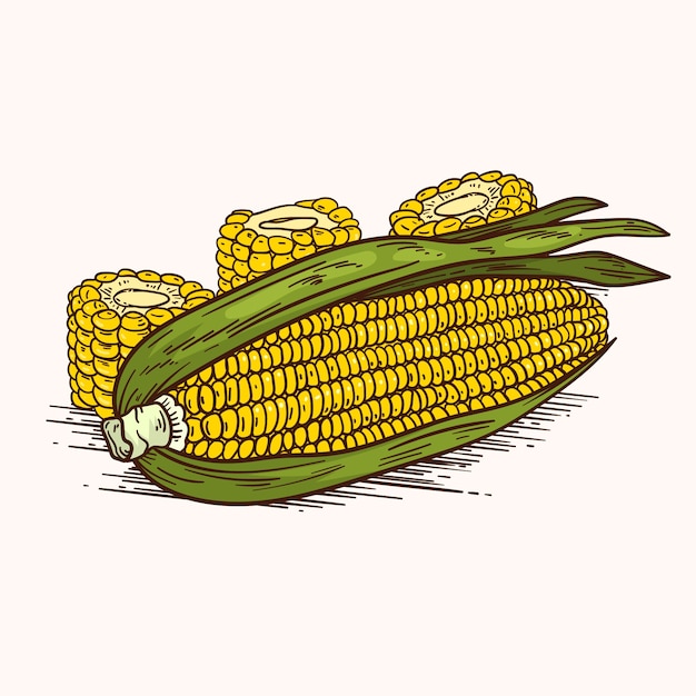 Free vector hand drawn corn on the cob drawing illustration