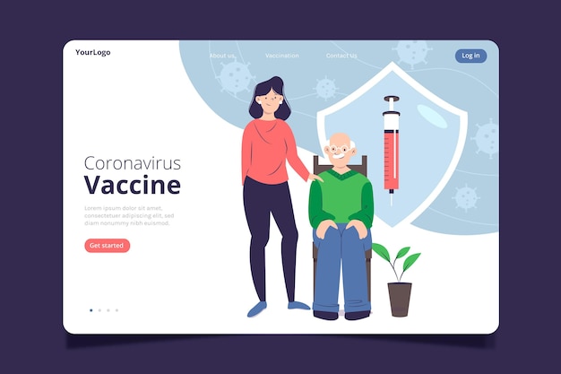 Hand drawn coronavirus vaccine landing page