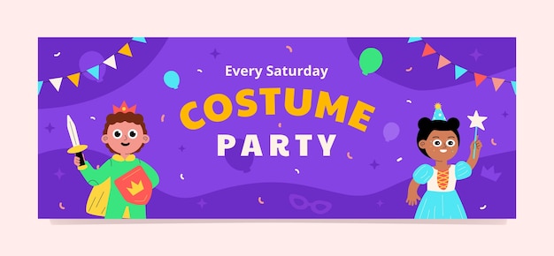 Hand drawn costume party  facebook cover