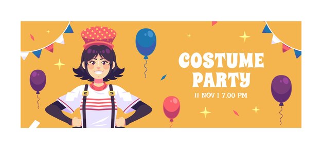 Hand drawn costume party  facebook cover