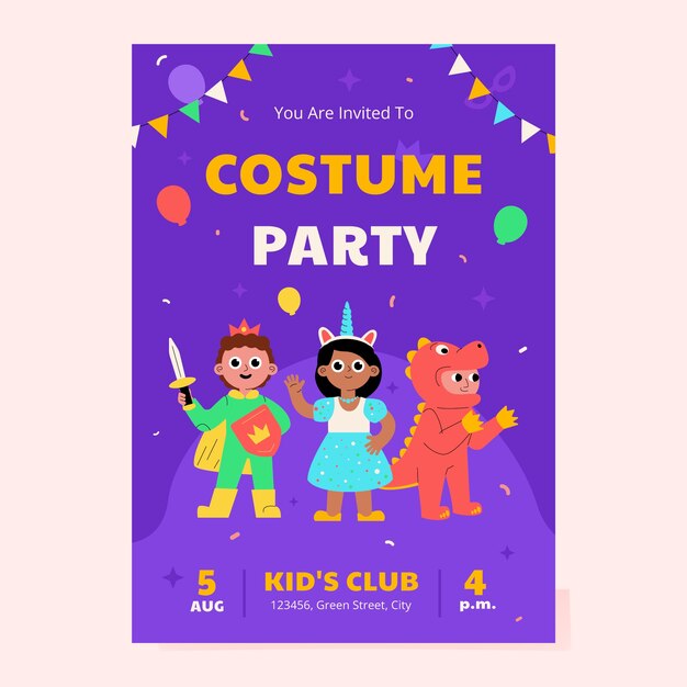 Hand drawn costume party invitation