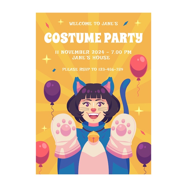 Hand drawn costume party   poster template