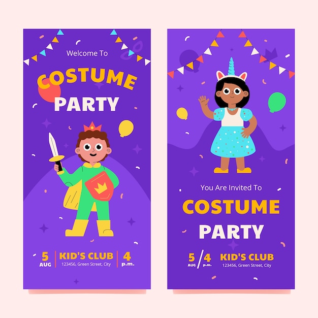 Hand drawn costume party vertical  banner