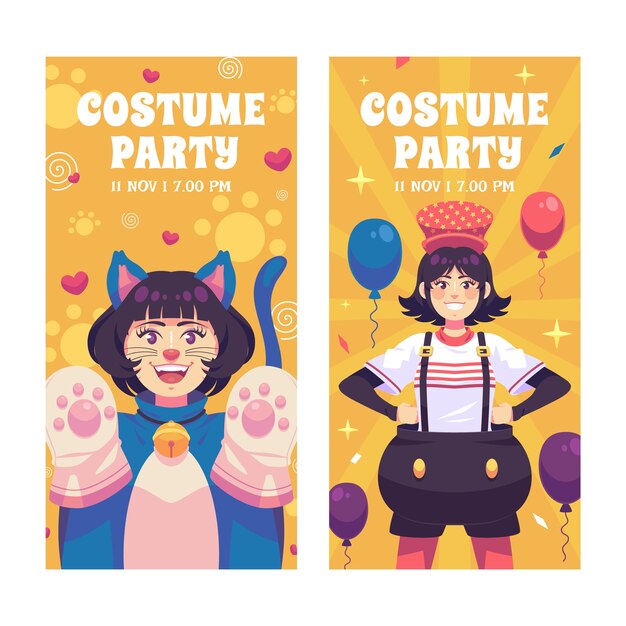 Hand drawn costume party vertical  banner