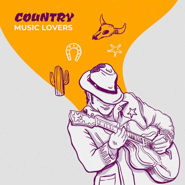 Free Vector hand drawn country music illustration