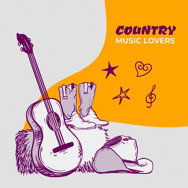 Hand drawn country music illustration