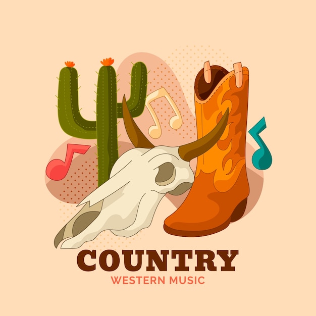 Free Vector hand drawn country music illustration