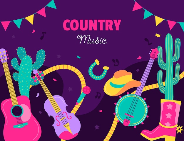 Hand drawn country music illustration