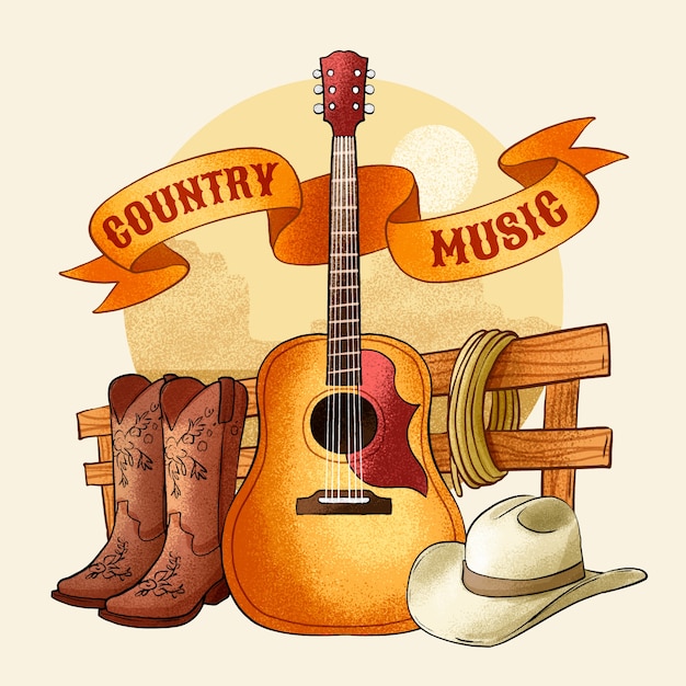 Hand drawn country music illustration