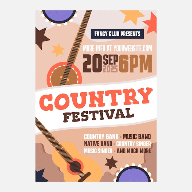 Free vector hand drawn country music poster template