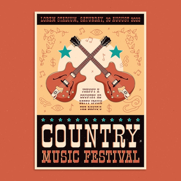 Free Vector hand drawn country music poster